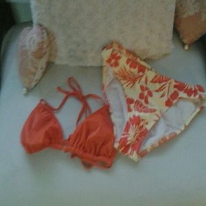 Roxy Orange Floral Bikini, New!